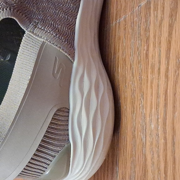 You By Skechers Women's Knit Lace-Up Slip-On Sneakers in Sparkly Taupe and White - Picture 4 of 16